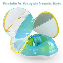 InflatableInflatable Baby Swimming Ring with Removable Sun Canopy Floating Swimming Pool Swim Trainer PVC Enviormental Friendly 240323