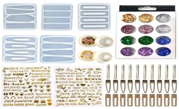 DIY Hårstift Casting Mold Set Kit innehåller 30 stycken Hårklämma 5 Silikonhartsformar smycken Mögel Epoxy harts hårnålformar HWA38845597