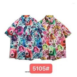 Herren -Freizeithemden gedruckt kurzes Ärmelhemd Koreanische Version modisch und Frauen -Geschäftsreisen Leichtes Paar Outfit Sommer