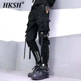 سراويل الرجال HKSH Spring Summer Tide Cargo مطرزة Jogger Techwear Pockets Gothic Hip Hop Streetwear Dark Sails HK0182
