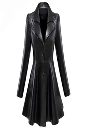 Women039s couro falso jaquetas femininas nerazzurri ajuste e alargamento casaco de couro falso entalhado lapela manga longa puff saia2548683