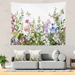 Tapestries färgglada blommor tapestry fjäril rosa blommor gröna växter natur landskap levande sovrum rum dekor vägg hängande