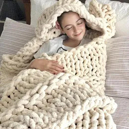 Cobertores Grande Grosso Sofá Decoração Xadrez Cobertor Aconchegante Mão Quente Fio de Malha Mulheres Envoltórios Soft Throw Crochet Malha Assento de Cadeira