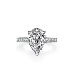 LESF 925 Sterling Silver Pear Cut 4 Engagement Rings For Women 240402