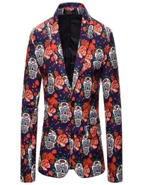 Blazer di Natale Uomo 2019 Moda Teschio Stampa floreale Giacca da uomo Matrimonio Sposo Smoking Blazer Giacche Costumi di festa di Natale2549014