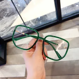 Óculos verdes de miopia quadrados para celebridades da Internet para mulheres com peso podem ser equipados com moldura para os olhos sem maquiagem Estilo coreano elegante emagrecedor de rosto grande