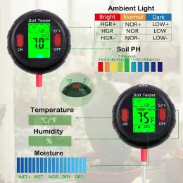 pH -Bodenmesser 3/4/5 in 1 pH Licht Feuchtigkeitsäure Tester Luftfeuchtigkeit Bodentester Feuchtigkeitsmesser Pflanzen -Bodentestkit für Blüten