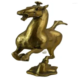 Estatuetas decorativas Chiinese Old Handwork Cobre esculpido um belo passo de cavalo na estátua de andorinha