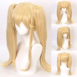 Wigs Hairjoy Resistente al calore Capelli sintetici kakegurui mary saotome meari cosplay parrucca 2 coda di cavallo bionda