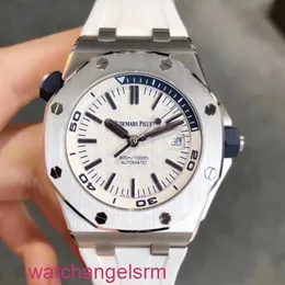 AP-Armbanduhr, Chronograph, Oak Offshore-Serie, 15710ST OO A010CA.01, weiße Platte, Präzisionsstahl, mechanische Herrenuhr für Sport und Freizeit