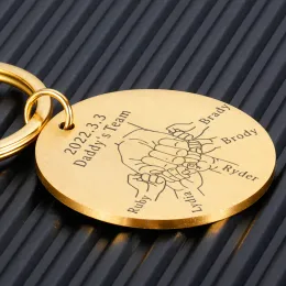 Personalisierte Geschenk Vatertag Keychain Customized Kids Name Schlüsselketten für Daddy Original Liebesgeschenke zum Papa Key Pendelled Dekor