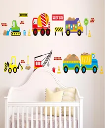 Excavator Blender Truck Hoist Forklift Trailer Bus Wall Stickers for Kids Boys Room Nursery Decor City Construction Truck Wall App9750763