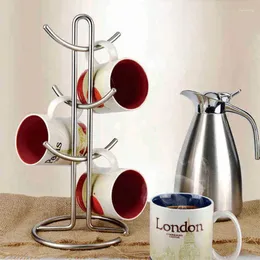 Kök förvaring 1 st smidesjärn skrivbord kaffekopphållare te mugg hängande dränering rack glas stativ