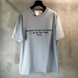 24SS TIDLIGA VÅR MÄNNARENS DENIM SHIRTS SHORTS Italien Paris Män kvinnor High Street Fashion Kort ärmar OS T-shirts Summer Breattable Tee ZL0402