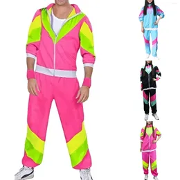 Calças de duas peças femininas retro hip hop escola traje 1980s a 1990s música cosplay uniforme carnaval discoteca festa palco desempenho