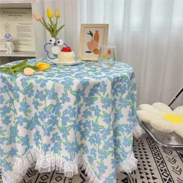 Tkanina stołowa kwiatowa kratowa obrus koronkowy krawędź mała świeża okładka kawy flanelleterem