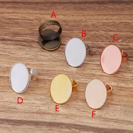 Base de anel em branco ajustável, ajuste 13*18mm, cabochões de vidro oval, bandeja de configurações de camafeu, faça você mesmo, anel de fabricação de joias