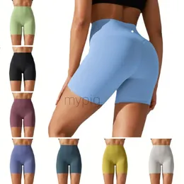 Damen Yoga-Hose, Shorts, Biker-Tight, Push-Up, Damen, Fitness, solide, hohe Taille, Stretch, atmungsaktives Netz, schnell trocknend, Workout, Laufen, Fitnessstudio, kurze Hose