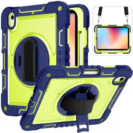 Rugged Heavy Handle Grip Stand Strap Tablet Case For iPad 10.9 9.7 10.2 inch Pro 11 Mini 6 5 4 Samsung Galaxy TAB A9 Plus S9 FE S8 PLUS A8 A7 S6 Lite Kickstand Cover