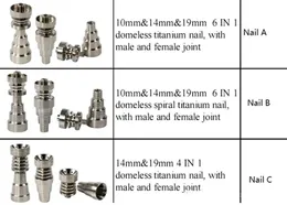 GR2 Pregos de titânio 6 em 1 4 em 1 2 em 1 com juntas de 10mm14mm19mm Domeless Titanim Prego para bongos de vidro Acessórios para fumar tubos de água LL