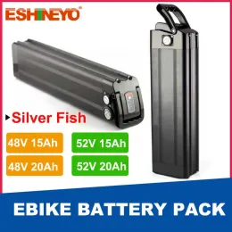 Batterier Silver Fish Bottom Urladdning 48V 15AH 20AH LITIUM Batteripaket för Cmacewheel GW20 KS26 Momabikes Electric Bicycle Folding Bike