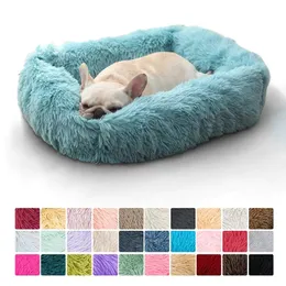 Rektangel Plush Dog Bed Winter Warm Mat Liten Big Pet Cat Kennel Puppy Sofacama Cushion Pets Soffa Accessories 240420