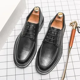 Casual Shoes Men's Fashion Wedding Party Dresses Genuine Leather Lace-up Derby Shoe Young Gentleman Platform Footwear Zapatos Hombre