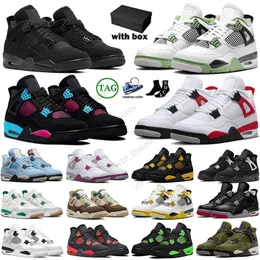 2024 NEW 4S Basketball Shoes Men Women Pine Green Black Cat 4 Red White Cement Cacao Wow Motorsports Pink Blue Thunder Sail Mens Sainers Size Size Eur36-47