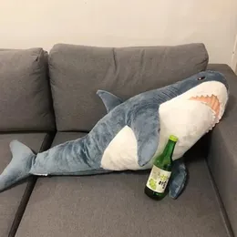 140cm Giant Shark Plush Toys Soft Stuffed Dolls Speelgoed Animal Reading Pillow Cushion for Kids Birthday Gifts 240319