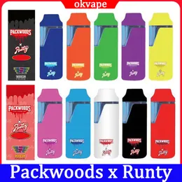 Packwood x Runty engångscigaretter Vape 1 ml Tom pod Uppladdningsbar 280mAh förångare 10 Färger Box Package Vaper Pen