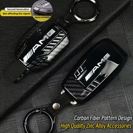 Carbon Fiber Color Great Zinc Alloy Car Key Case FOB Shell Cover Fit For Benz AMG GLC S Class C Class E Class Whole Surround Key Cover Bag