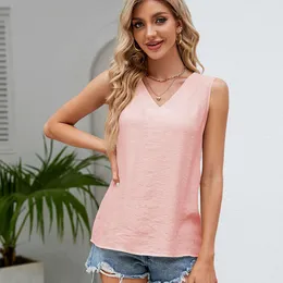 Hot Selling 2024 Clothing Summer Breathable Women's Cotton and Linen Vest V-neck Suspender Sleeveless