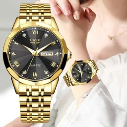 LIGE Womans WatchesTop Brand Luxury Stainless Steel Ladies Quartz Wrist Watch Waterproof Casual Dress Women Clock Reloj Mujer 240311