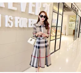 2024 Designer Spring Women's Luxury Dress Summer Long sleeve stand collar plaid party work shirt comfortable dress for women