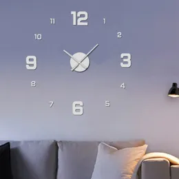 novo design 2024 design moderno relógio grande de parede 3d quartzo relógios de quartzo moda observa os adesivos de espelho acrílico Horloge para a decoração de casa para para para