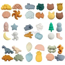 Areia jogar água diversão animal frutas silicone 4 pçs/set molde de areia à beira mar escavação solo neve ferramenta balde acessórios praia brinquedos para menino menina ao ar livre jogar 240402