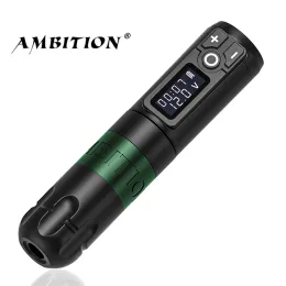 Machine Ambition Soldier Wireless Tattoo Pen Machine Battery with Portable Power Coreless Motor Digital LED Display For Body Art 220624