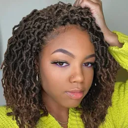 Perücken kurze geflochtene Perücken für schwarze Frauen kurze Dreadlock -Perücken Afro Braids Curly Synthetic Hair Nu Faux Locs Perücken für schwarze Frauen