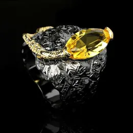 Anel LED feminino com tanques de banda com jóias amarelas de jóias de zircão da moda jóias italianas Série de anel de ouro preto anel criativo