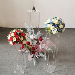 Mesa de casamento em acrílico transparente, suporte alto para flores, corredor de casamento, peças centrais, decoração, envio por mar zz