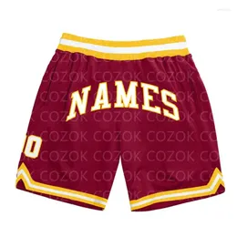 Shorts masculinos Custom Red Dark Authentic Basketball 3D Homens impressos seu nome Mumber Mumber Secying Beach