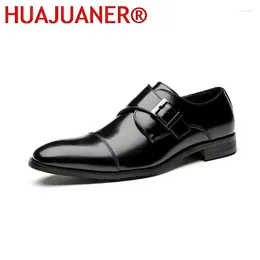 Casual Shoes Single Monk Strap Loafers For Men Buckle Business Dress Brown Breathable Zapato De Vestir Para Hombre