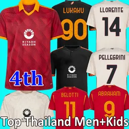 23 24 4a maglia da calcio DYBALA LUKAKU ABRAHAM AOUAR LLORENTE BELOTTI ROMAS QUARTA PELLEGRINI KLUIVERT SMALLING maglia da calcio Uomo Bambini kit uniformi maglia top