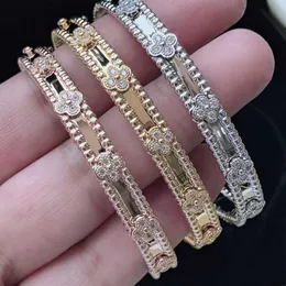 Vans Vans B-Gold caleidoscópio Clover Flor Bracelet Edition estreito com bracelete de borda de diamante Pulseira de ponta de ponta de alta luminária Instagram LUXURYYL27GOVS