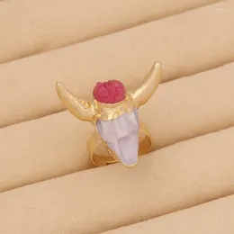 Küme halkaları Avrupa ve Amerika Birleşik Devletleri Çapraz Bohem Bull's Head Ring Karakter Retro Takı Mizaç Tide