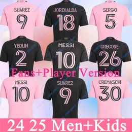 2024 2025 Suarez Messis Miami Jerseys piłka nożna CF Martinez Matuidi Higuain Campana Yedlin MLS 23 24 25 25 Football Men and Kids Player Fan Wersja Zestawy koszuli Dziecko