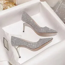 High Heels Women Wedding Shoes Bride Gold Luxury Designer Selegant Party Sandals Dress Dress Dance Sexy Silver 240311