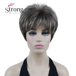 Wigs Strongbeauty Short Short Brown Shag Classic Cap Ctoli di colore con parrucche full sintetico