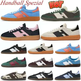 2024 Handball Spezial Clear Pink Sneakers مصمم أحذية نباتي OG Aluminium Black Gum Brown Red Men Women Traiters Extrid