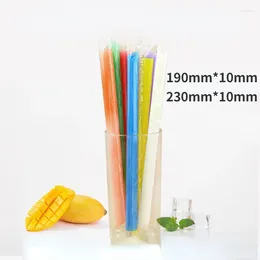 Disposable Cups Straws 100pcs Multicolor Plastic Straw Individually Wrapped Bubble Boba Milk Tea Smoothie Thick Bar Drink